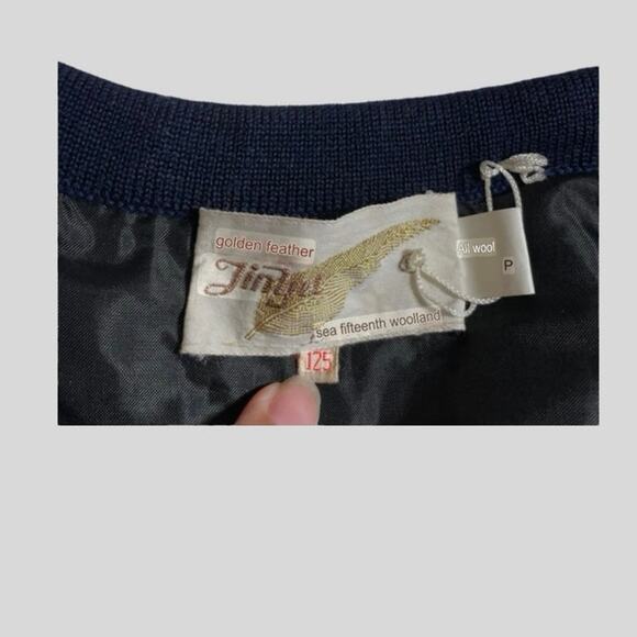 Vintage Women's Wool Coat Jacket Beaded Embroidered Floral Blue Floral Jinju - Picture 8 of 9